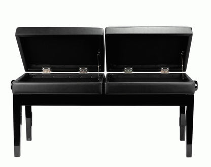 Beale BPB990 Dual Adjustable Duet Piano Bench Black w/ Storage — view 2