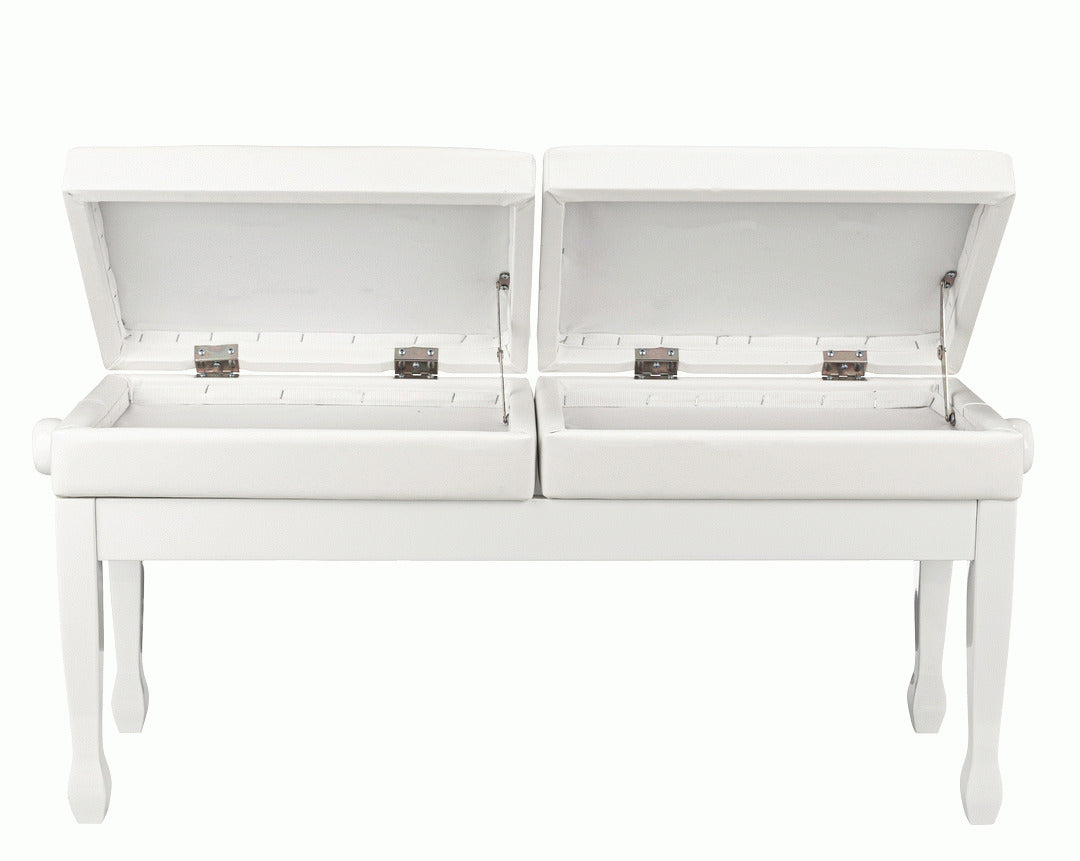 Beale BPB990 Dual Adjustable Duet Piano Bench White w/ Storage — view 6