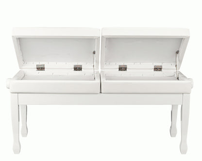 Beale BPB990 Dual Adjustable Duet Piano Bench White w/ Storage — view 6