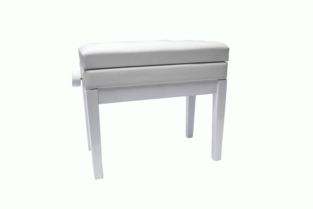 Beale BPB220 Piano Bench Plush Cushion White w/ Storage