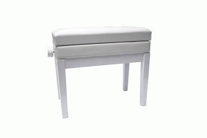 Beale BPB220 Piano Bench Plush Cushion White w/ Storage
