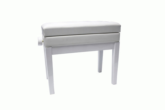 Beale BPB220 Piano Bench Plush Cushion White w/ Storage