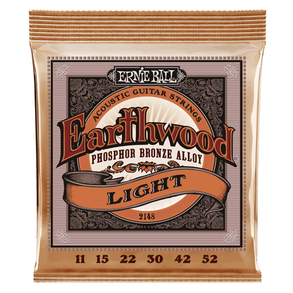 Ernie Ball Earthwood Light Phosphor Bronze Acoustic Guitar String, 11-52 Gauge