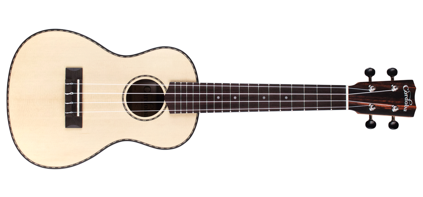 Cordoba 21-C Concert Ukulele with Solid Spruce Top and Ebony Body and Deluxe Bag