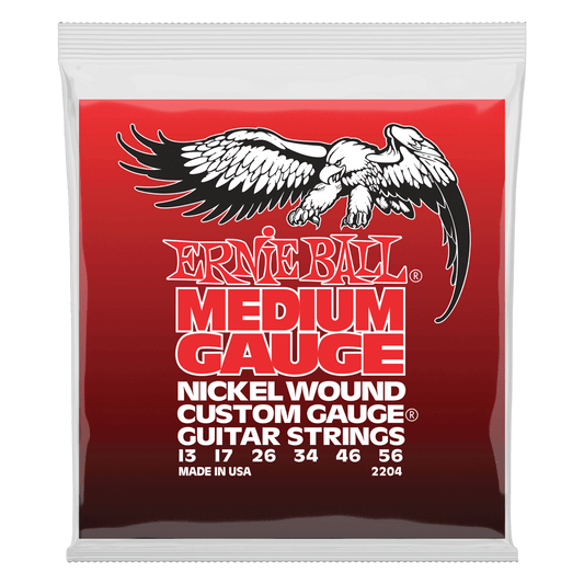 Ernie Ball Medium Nickel Wound Set with Wound G Electric Guitar Strings 13-56 Gauge