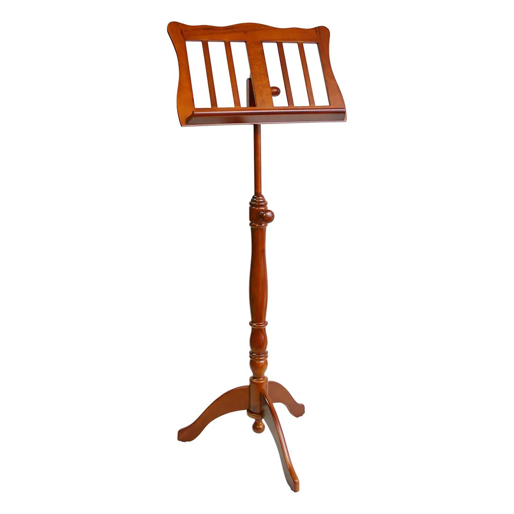 Wooden Music Stand with Tripod Base - Adjustable Height 84-118cm, Angle Adjustable Top, Walnut Finish