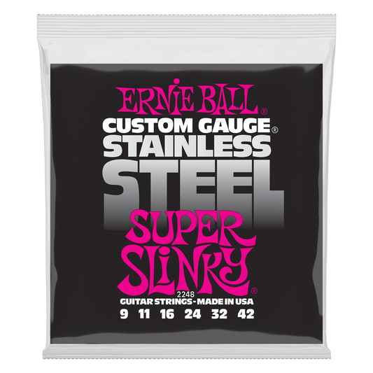 Ernie Ball Super Slinky Stainless Steel Wound Electric Guitar Strings-9-42 Gauge