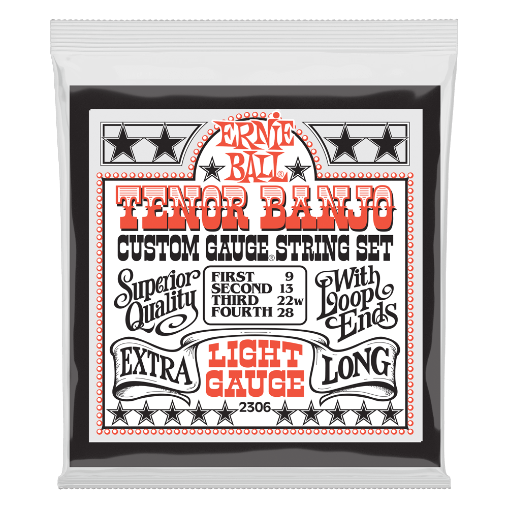 Ernie Ball Light Loop End Stainless Steel Tenor Banjo Guitar Strings, 9-28 Gauge