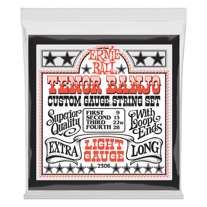 Ernie Ball Light Loop End Stainless Steel Tenor Banjo Guitar Strings, 9-28 Gauge