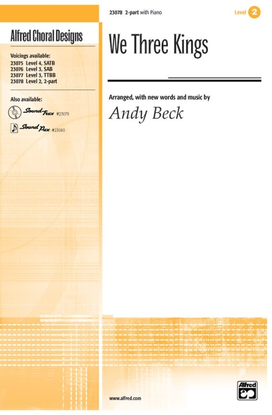 We Three Kings Piano Sheet Music Level 2 2-Part