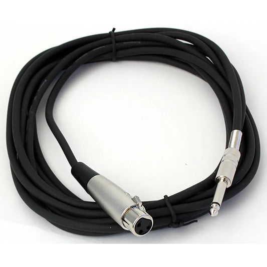 Mic Cable XLR Female to Jack 17ft 5.8mm with Noise Reducing Carbon PVC Shield