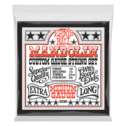 Ernie Ball Medium Loop End Stainless Steel Mandolin Guitar Strings, 10-36 Gauge