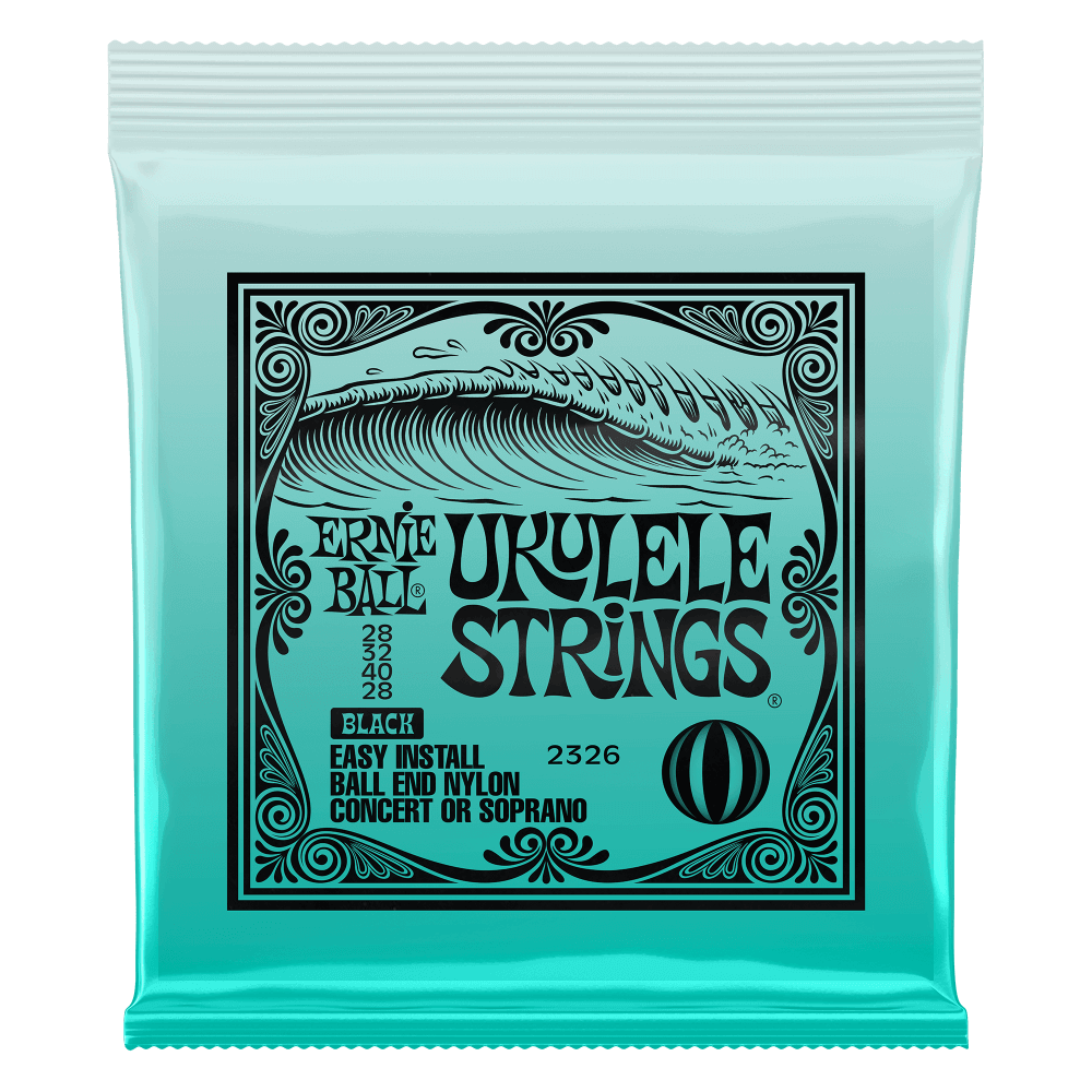 Ernie Ball 2326 Ukulele Ukulele Strings Concert/Soprano Black Nylon w/ Ball Ends