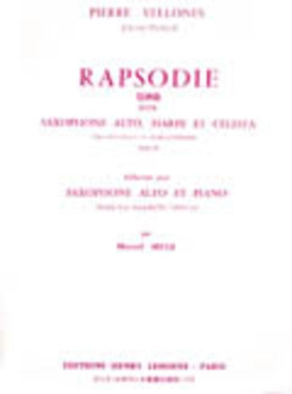 Vellones - Rapsodie Alto Sax/Piano (Softcover Book)