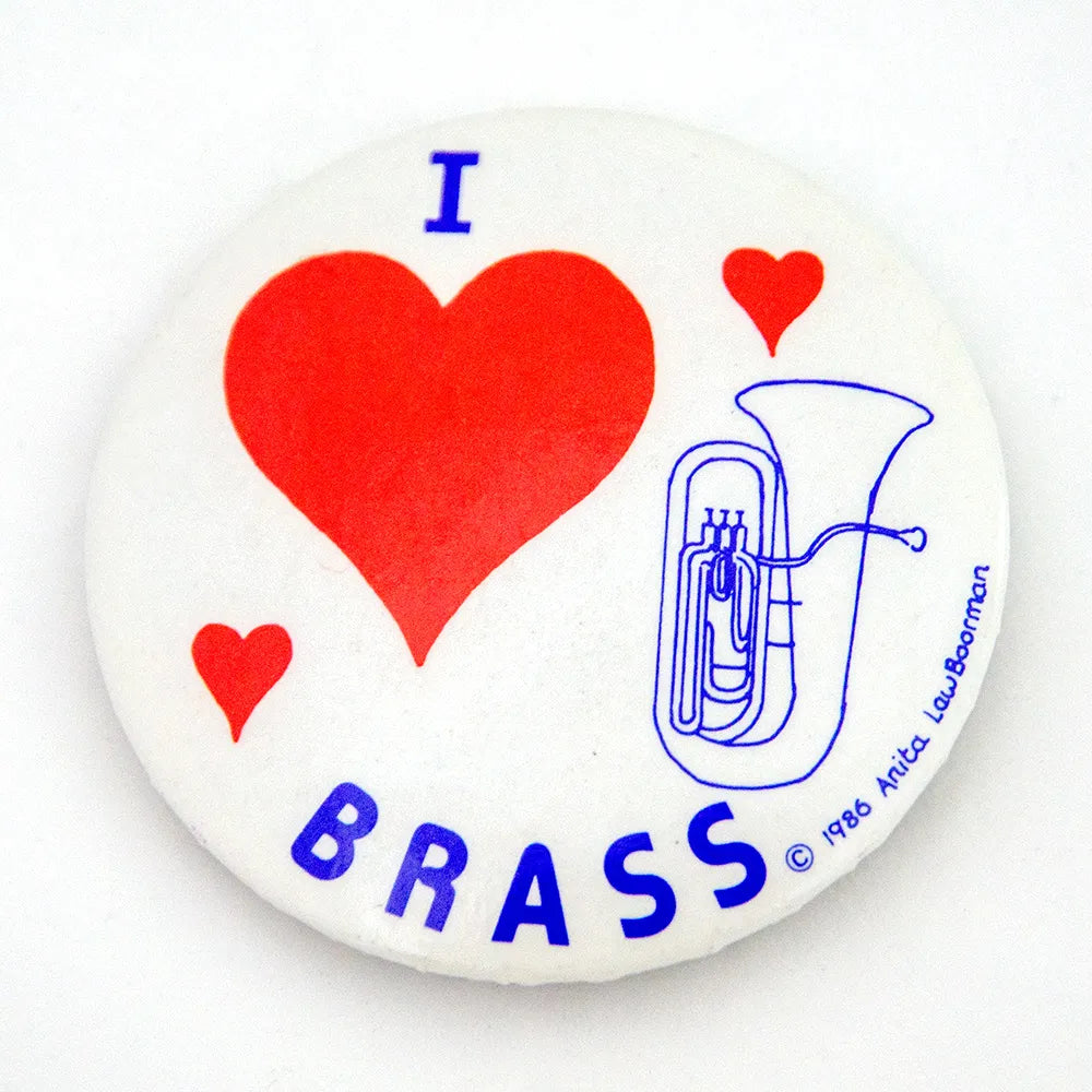 I Love My Brass Tuba Badge 55mm Ø - Made in England