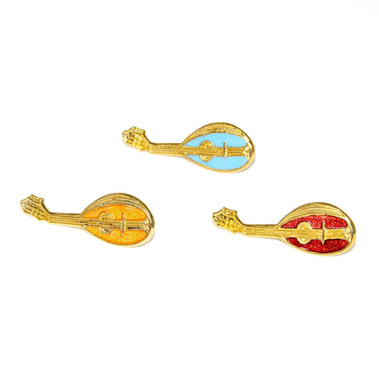 Coloured Enamel Mandoline Brooch - 25-30mm Badges from the UK