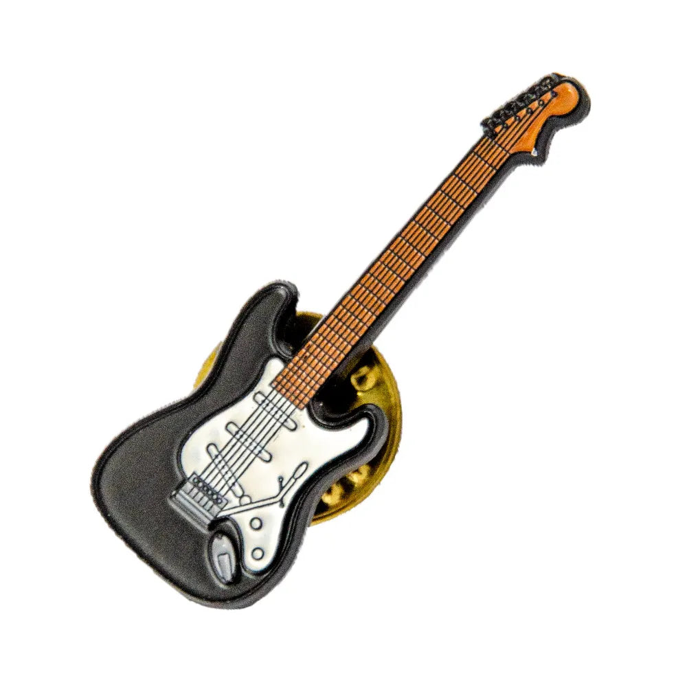 Mini Brooch - Coloured Electric Guitar Black, Enamelled, 25-30mm