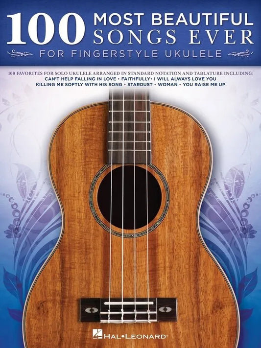 100 Most Beautiful Songs for Fingerstyle Ukulele - Standard Notation & TAB, 290 Pages, Hal Leonard