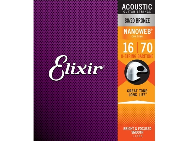 Elixir : #11308: Acoustic NW Baritone 8 St Set 012-070