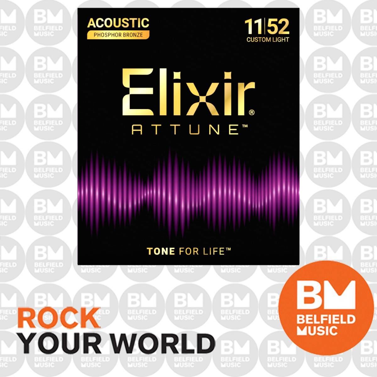 Elixir 21027 Attune Acoustic Guitar Strings Phosphor Bronze Coated Custom Light 11-52 — view 4