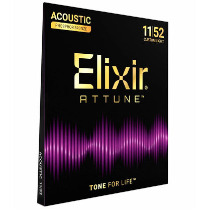 Elixir 21027 Attune Acoustic Guitar Strings Phosphor Bronze Coated Custom Light 11-52 — view 3