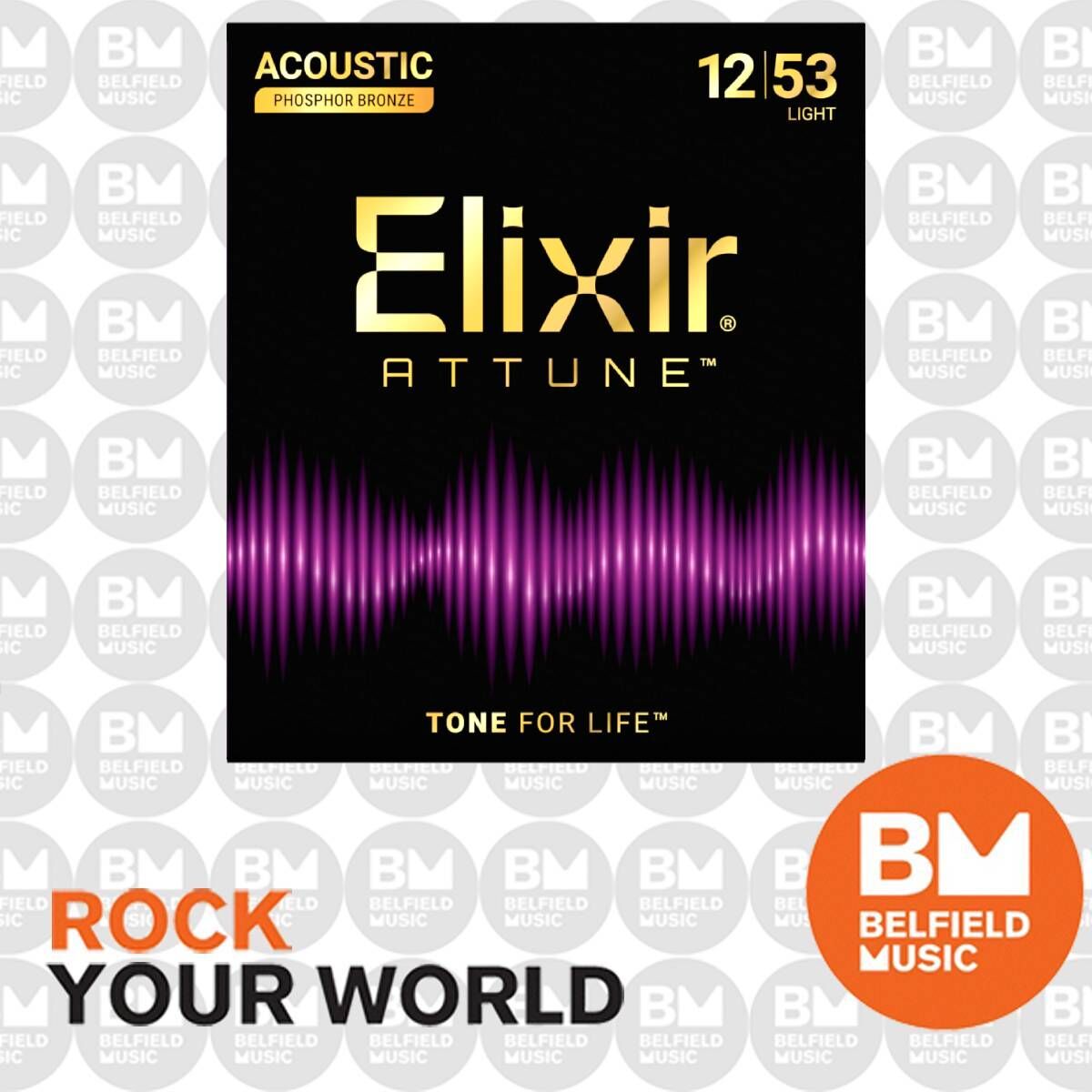 Elixir 21052 Attune Acoustic Guitar Strings Phosphor Bronze Coated Light Gauge 12-53 — view 4