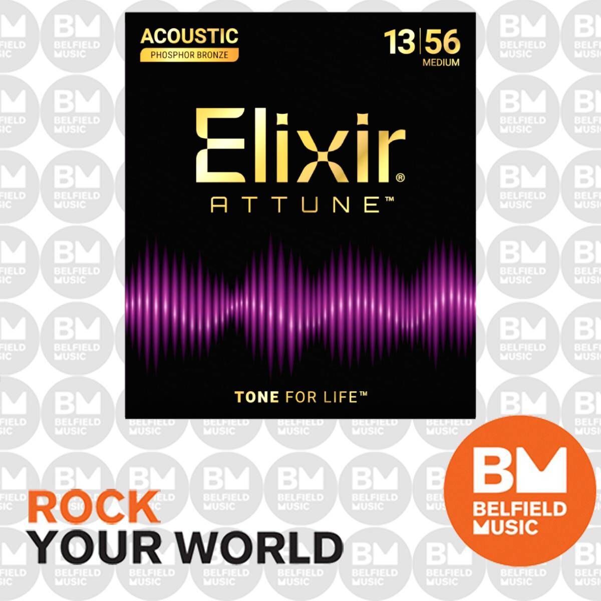 Elixir 21102 Attune Acoustic Guitar Strings Phosphor Bronze Coated Medium Gauge 13-56 — view 4
