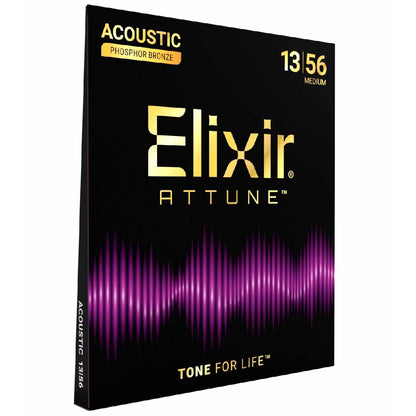 Elixir 21102 Attune Acoustic Guitar Strings Phosphor Bronze Coated Medium Gauge 13-56 — view 3
