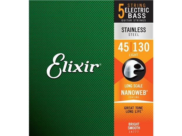 Elixir : # 14777: Bass 5 Str Nano Stainless Steel Med 45-130