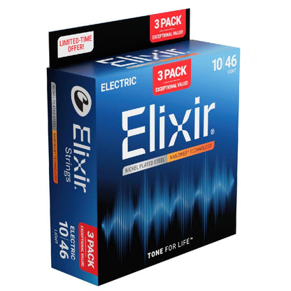 Elixir 16542 Electric Nano Light Guitar Strings 3 Pack .010-.046 — view 3