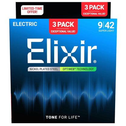 Elixir 16572 3 Pack Electric Guitar Strings Optiweb Coated Light 10-46 Nickel Plated Steel — view 6
