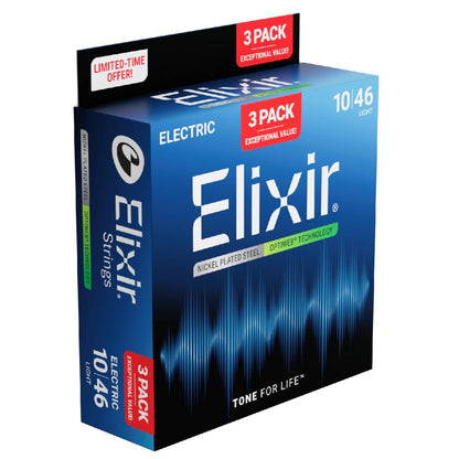 Elixir 16572 3 Pack Electric Guitar Strings Optiweb Coated Light 10-46 Nickel Plated Steel — view 3