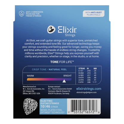 Elixir 16572 3 Pack Electric Guitar Strings Optiweb Coated Light 10-46 Nickel Plated Steel — view 2