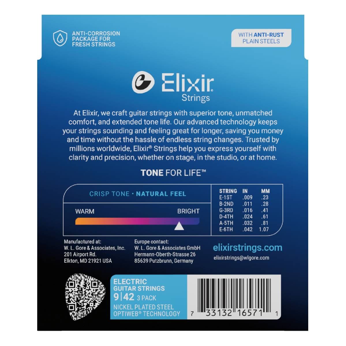 Elixir 16550 Electric Optiweb Coated Nickel Plated Steel Guitar Strings 3 Pack Super Light 9-42 — view 2