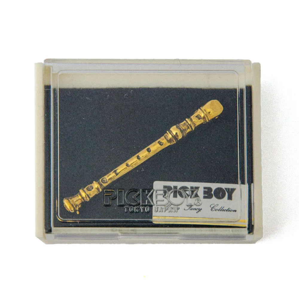 Pickboy Goldplated Recorder Brooch - Enamelled Badge, 25-30mm
