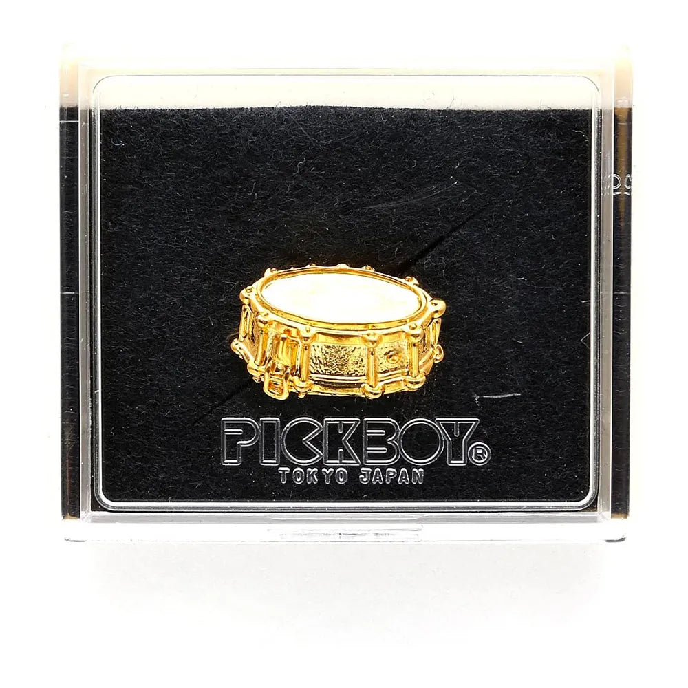 Pickboy Goldplated Snaredrum Brooch - Enamelled Badge 25-30mm