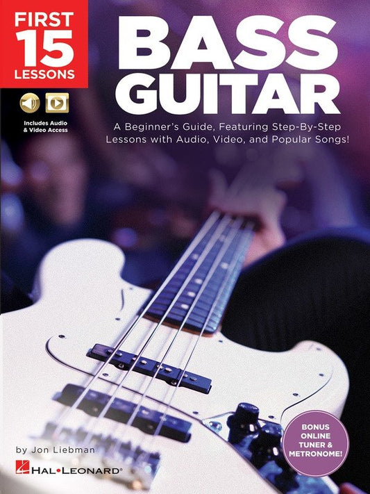 First 15 Lessons: Bass Guitar — Book/Online Media (Hal Leonard)