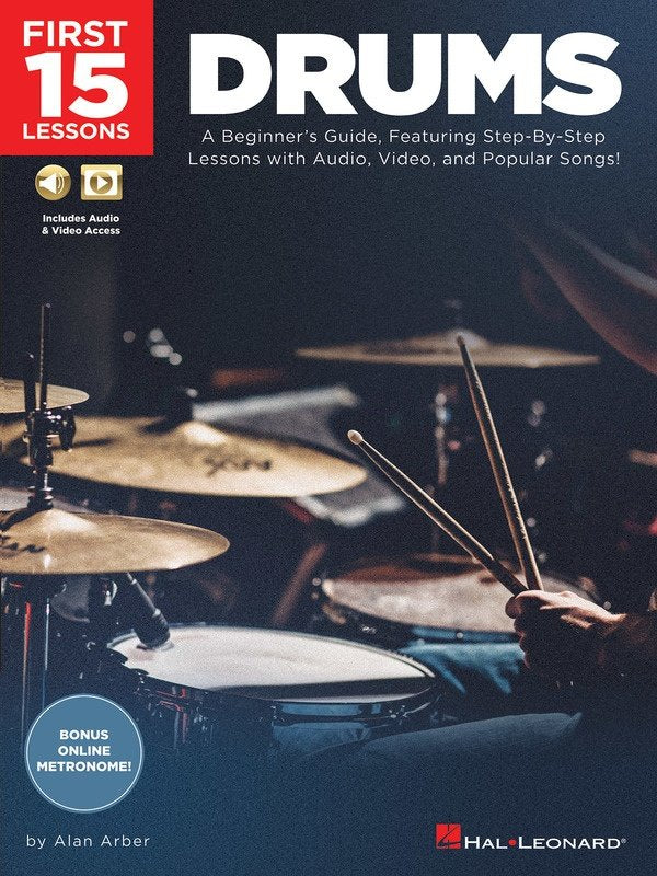 First 15 Lessons: Drums — Book/Online Media, Drum Notation (Hal Leonard)