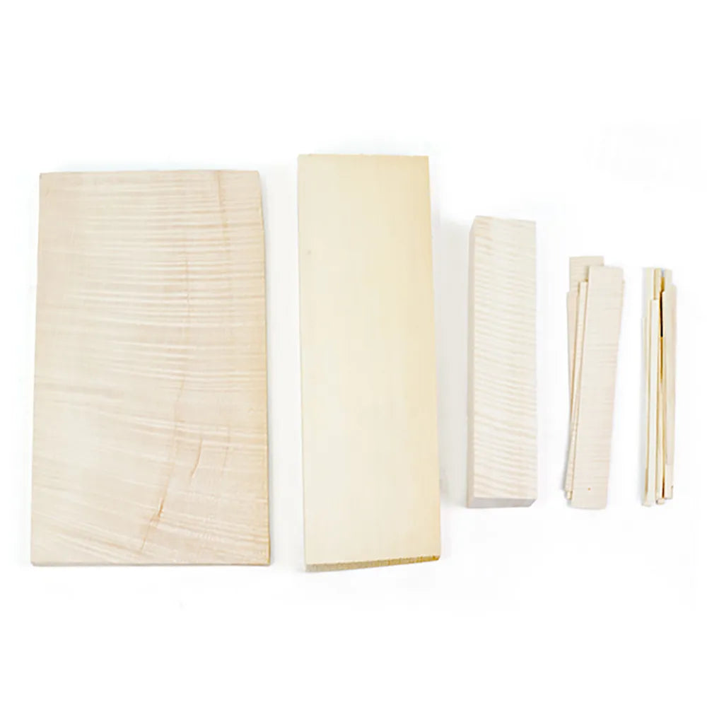 Violin Set AA - 1 Piece Back, Matching Sycamore Maple Back, Ribs & Neck, Spruce Linings, Carpathian Spruce Top from Romania