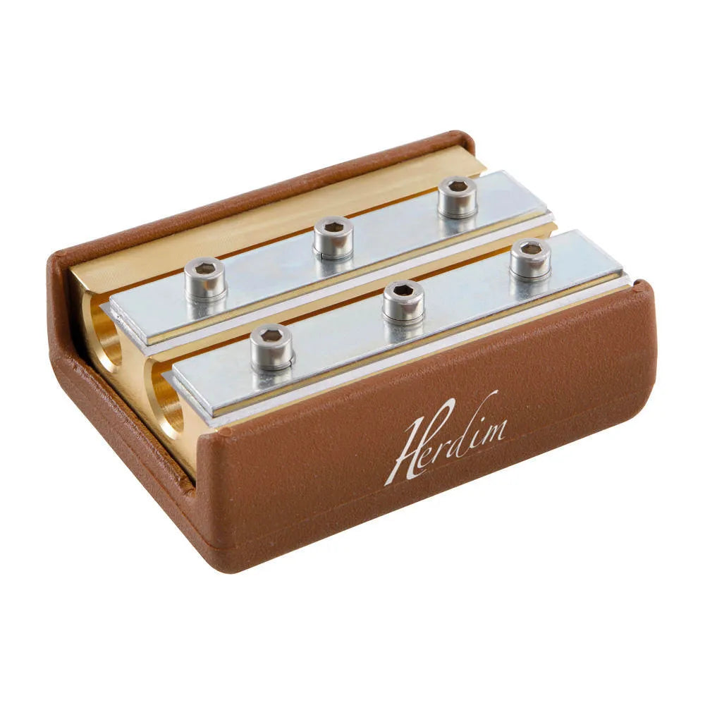 Herdim 730202 Medium Cello Peg Cutter - Brass Body, Double-Sided Blades, Replacement Blades, Soft Plastic Case, Instructions Included
