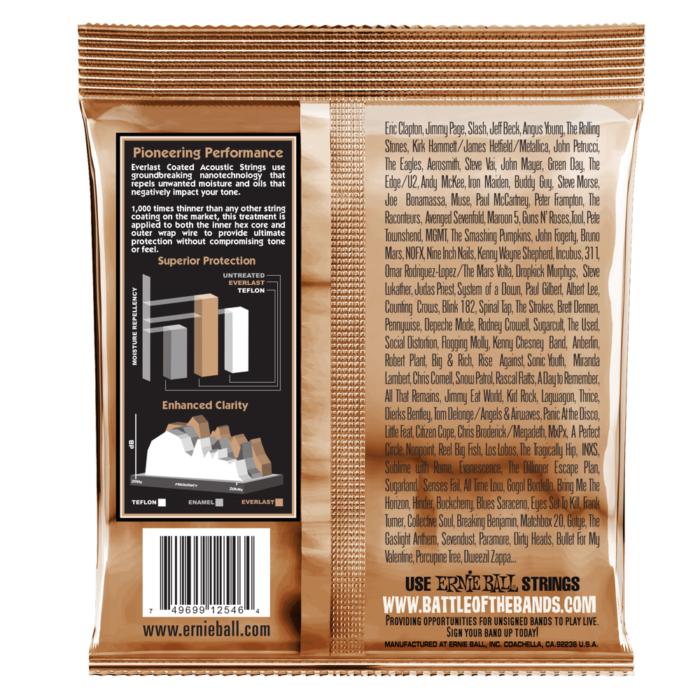 Ernie Ball Everlast Medium Light Coated Phosphor Bronze Acoustic Guitar String, 12-54 Gauge — view 2