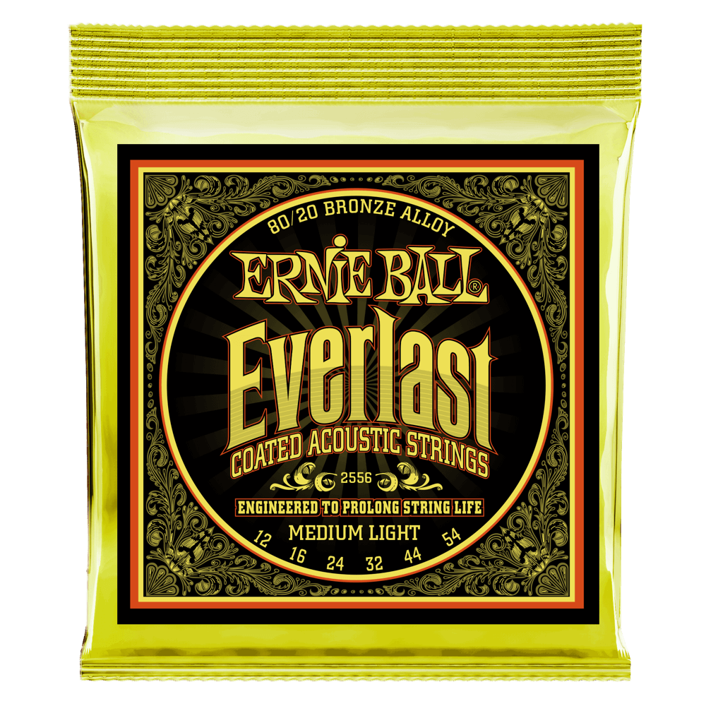 Ernie Ball Everlast Medium Light Coated 80-20 Bronze Acoustic Guitar String, 12-54 Gauge