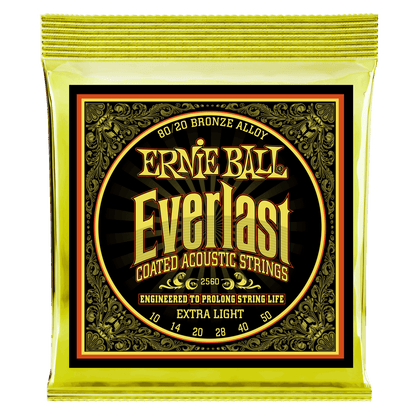 Ernie Ball Everlast Extra Light Coated 80-20 Bronze Acoustic String, 10-50 Gauge