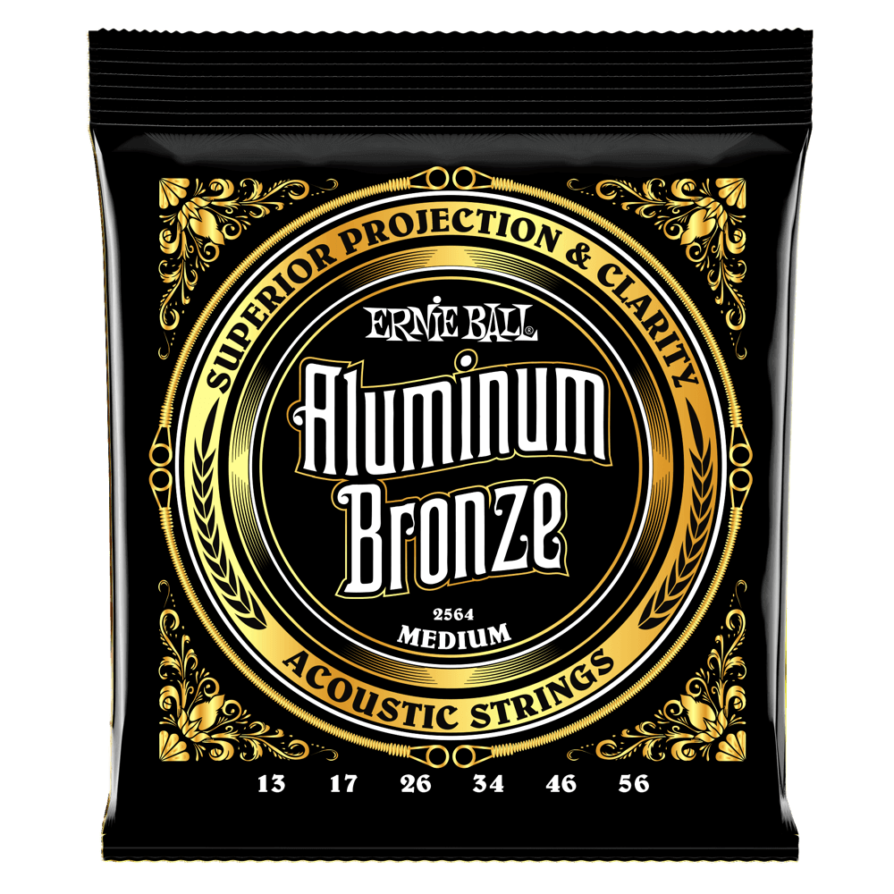 Ernie Ball Medium Aluminum Bronze Acoustic Guitar Strings, 13-56 Gauge