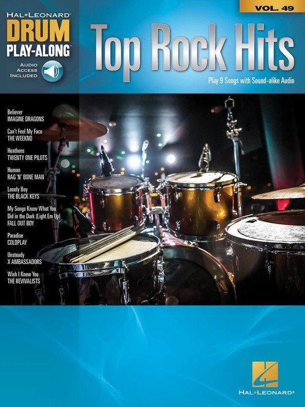 Top Rock Hits — Drum Play-Along Vol. 49, Book & Online Audio (Hal Leonard)