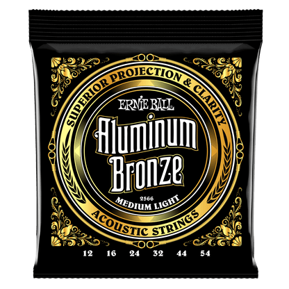 Ernie Ball Medium Light Aluminum Bronze Acoustic Guitar Strings, 12-54 Gauge