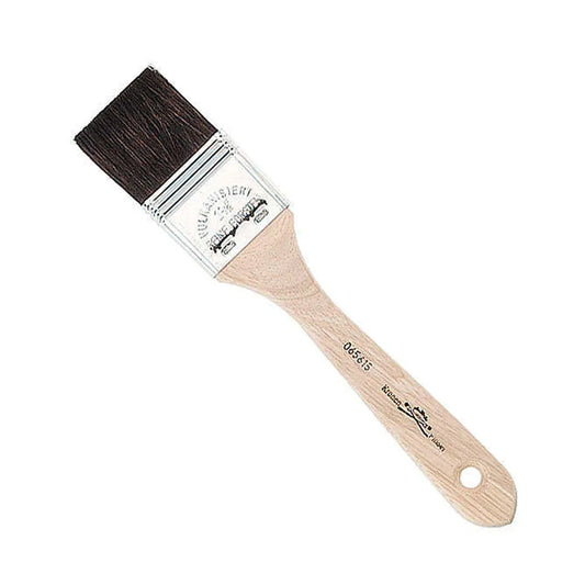 Badger Hair Flat Varnish Brush 38mm (1 1/2") with Nickel-Plated Ferrule and Wood Handle