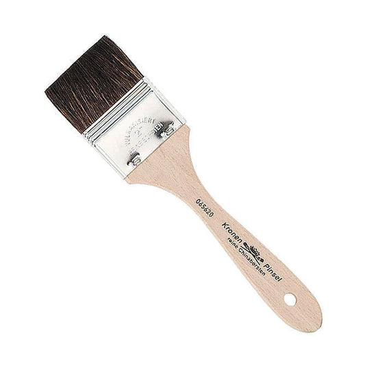 Badger Hair Flat Varnish Brush 50mm (2in) with Nickel-Plated Ferrule and Wood Handle