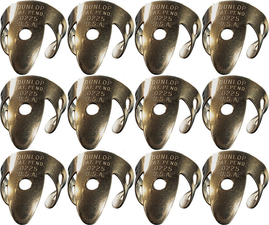 12 x Jim Dunlop Brass .025 IN Fingerpicks 37R Finger Picks, Guitar, Banjo