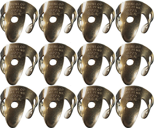 12 x Jim Dunlop Brass .025 IN Fingerpicks 37R Finger Picks, Guitar, Banjo